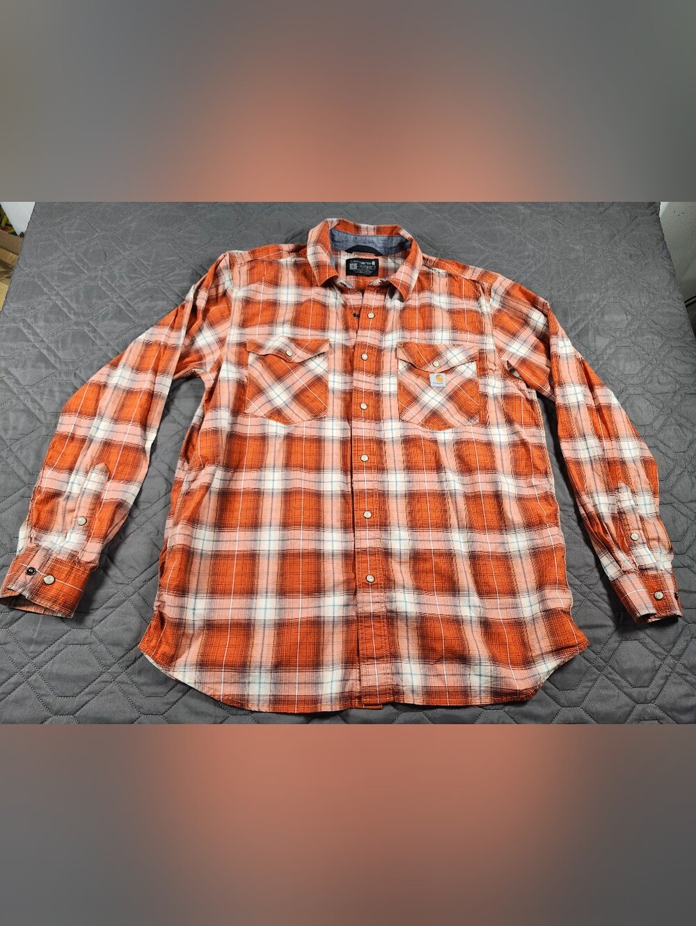 Carhartt Rugged Flex relaxed-fit long-sleeve plaid shirt men's size Large